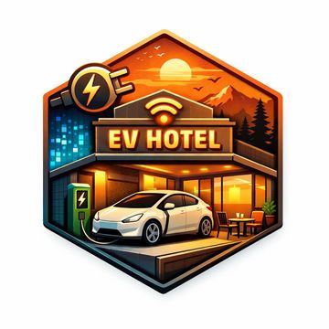 EV HOTEL 배지 - 충전과 숙박을 결합한 전기차 전용 호텔 컨셉 엠블럼